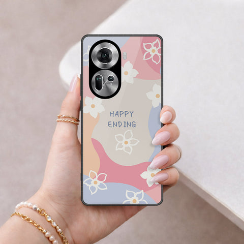Oppo Reno 11 5G Cover - Happy Series - HQ Ultra Shine Premium Infinity Glass Soft Silicon Borders Case