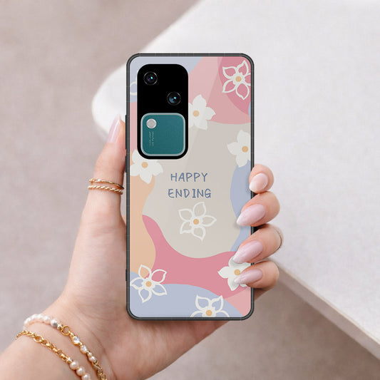 Vivo V30 Cover - Happy Series - HQ Ultra Shine Premium Infinity Glass Soft Silicon Borders Case