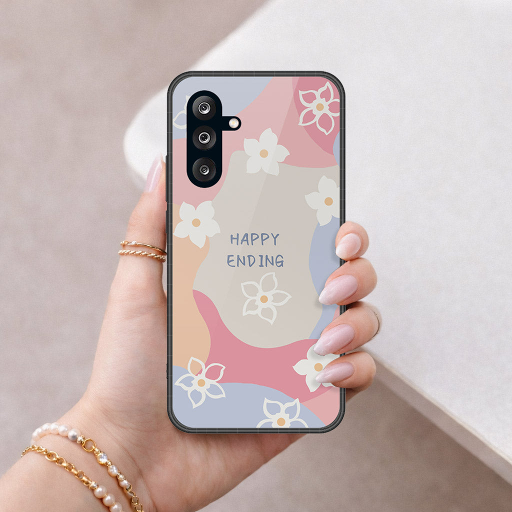 Samsung Galaxy A56 Cover - Happy Series - HQ Ultra Shine Premium Infinity Glass Soft Silicon Borders Case