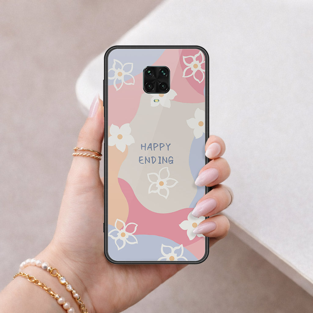 Xiaomi Redmi Note 9S Cover - Happy Series - HQ Ultra Shine Premium Infinity Glass Soft Silicon Borders Case