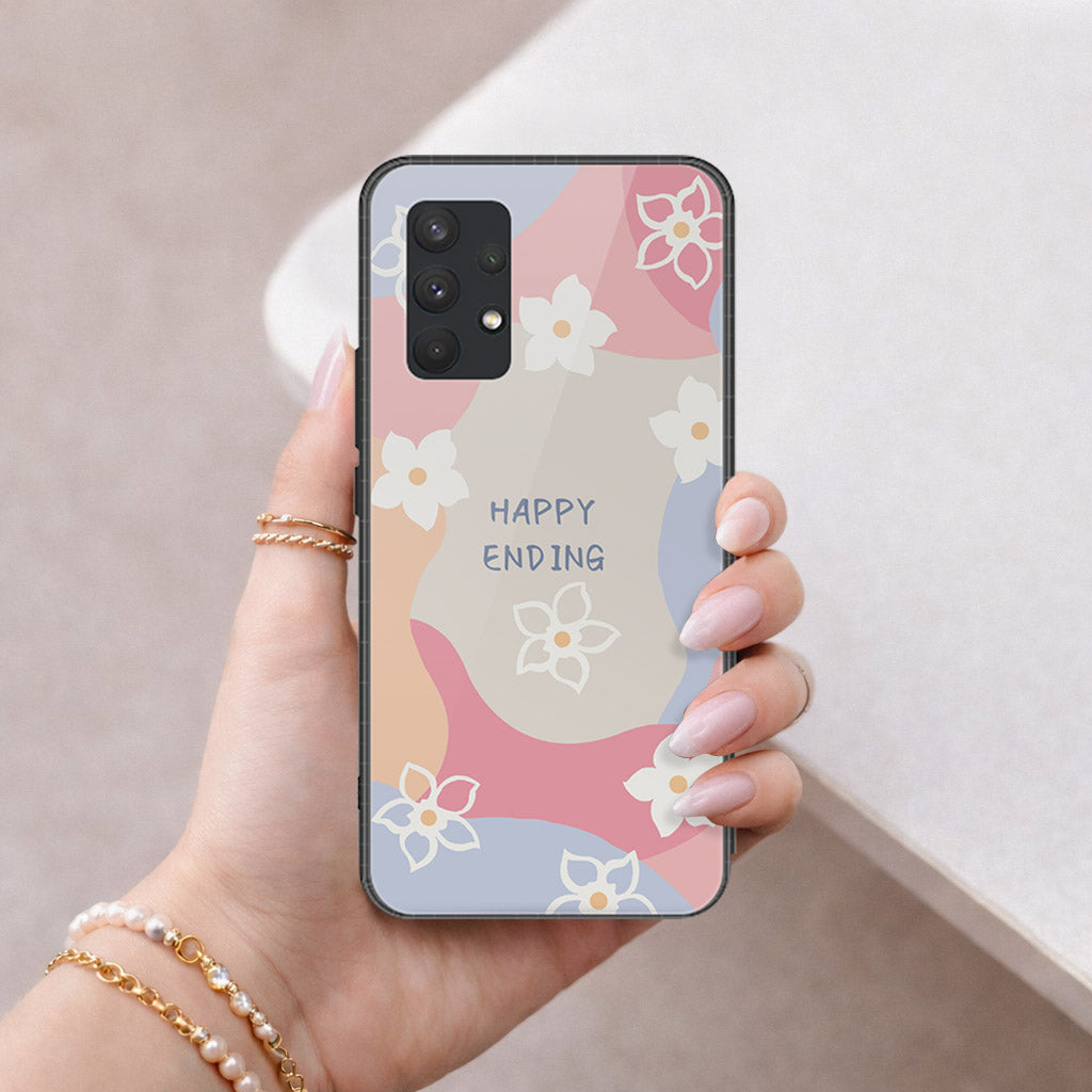 Samsung Galaxy A32 Cover - Happy Series - HQ Ultra Shine Premium Infinity Glass Soft Silicon Borders Case