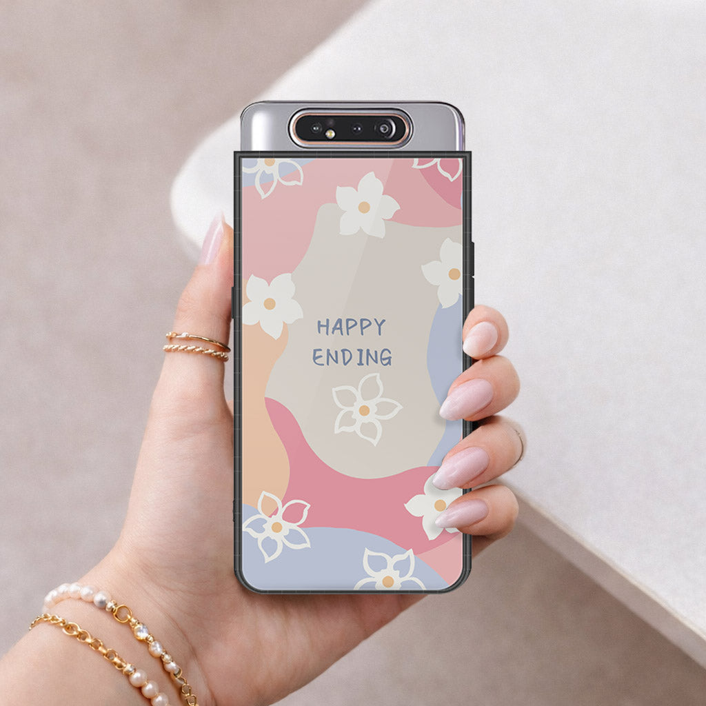 Samsung Galaxy A80 Cover - Happy Series - HQ Ultra Shine Premium Infinity Glass Soft Silicon Borders Case