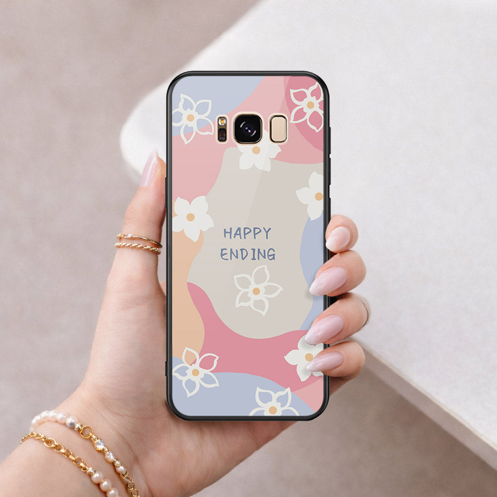 Samsung Galaxy S8 Cover - Happy Series - HQ Ultra Shine Premium Infinity Glass Soft Silicon Borders Case