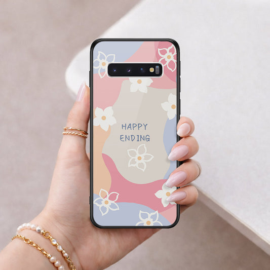 Samsung Galaxy S10 Cover - Happy Series - HQ Ultra Shine Premium Infinity Glass Soft Silicon Borders Case
