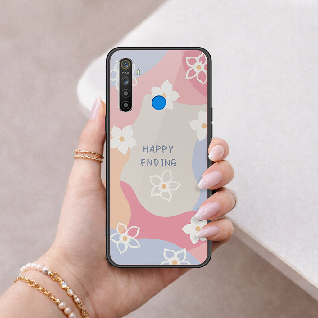Realme 5i Cover - Happy Series - HQ Ultra Shine Premium Infinity Glass Soft Silicon Borders Case