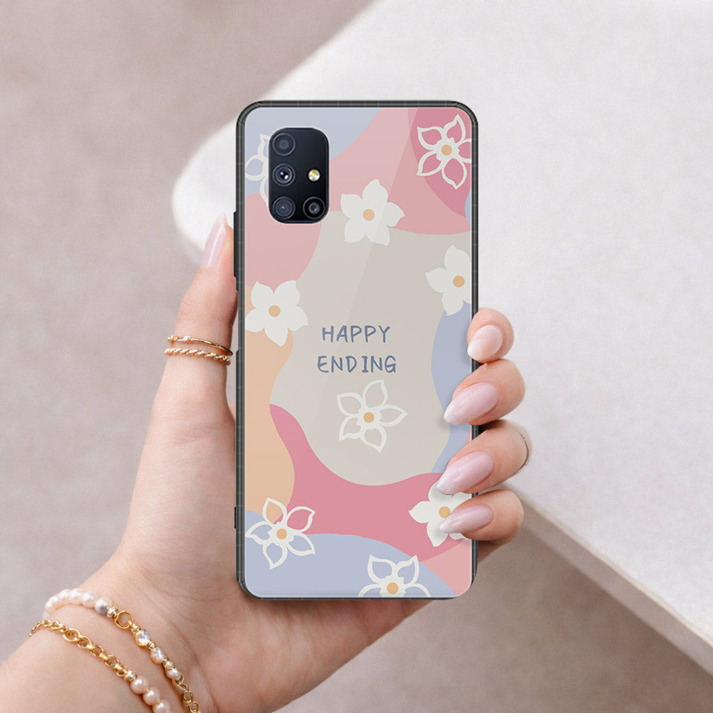 Samsung Galaxy M51 Cover - Happy Series - HQ Ultra Shine Premium Infinity Glass Soft Silicon Borders Case