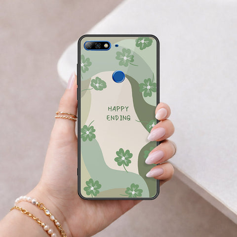 Huawei Y7 2018 Cover - Happy Series - HQ Ultra Shine Premium Infinity Glass Soft Silicon Borders Case