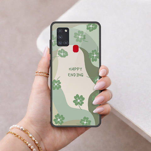 Samsung Galaxy A21s Cover - Happy Series - HQ Ultra Shine Premium Infinity Glass Soft Silicon Borders Case