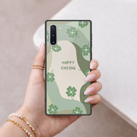 Samsung Galaxy Note 10 Cover - Happy Series - HQ Ultra Shine Premium Infinity Glass Soft Silicon Borders Case