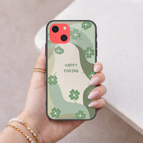 iPhone 13 Mini Cover - Happy Series - HQ Ultra Shine Premium Infinity Glass Soft Silicon Borders Case