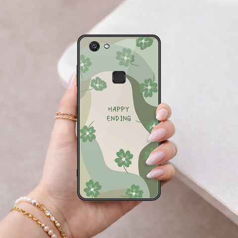 Vivo V7 Cover - Happy Series - HQ Ultra Shine Premium Infinity Glass Soft Silicon Borders Case