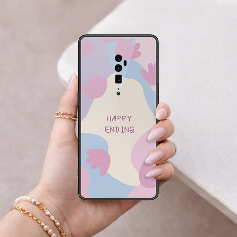 Oppo Reno 10x Zoom Cover - Happy Series - HQ Ultra Shine Premium Infinity Glass Soft Silicon Borders Case