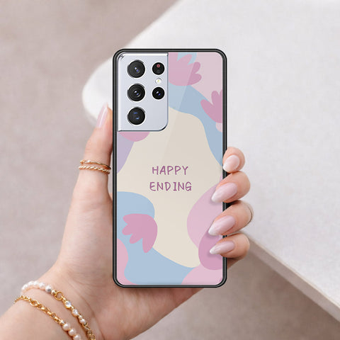 Samsung Galaxy S21 Ultra 5G Cover - Happy Series - HQ Ultra Shine Premium Infinity Glass Soft Silicon Borders Case