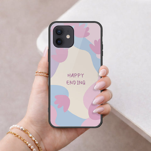 iPhone 12 Mini Cover - Happy Series - HQ Ultra Shine Premium Infinity Glass Soft Silicon Borders Case