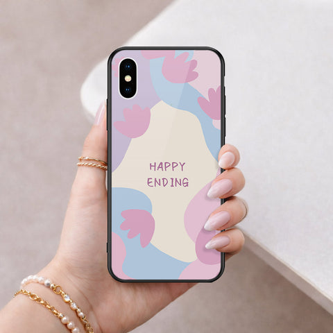 iPhone XS / X - Happy Series - HQ Ultra Shine Premium Infinity Glass Soft Silicon Borders Case