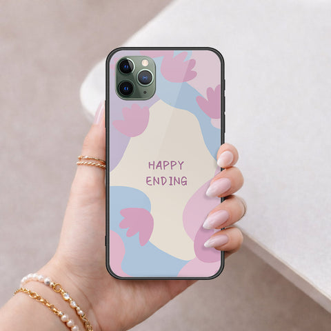 iPhone 11 Pro Max - Happy Series - HQ Ultra Shine Premium Infinity Glass Soft Silicon Borders Case
