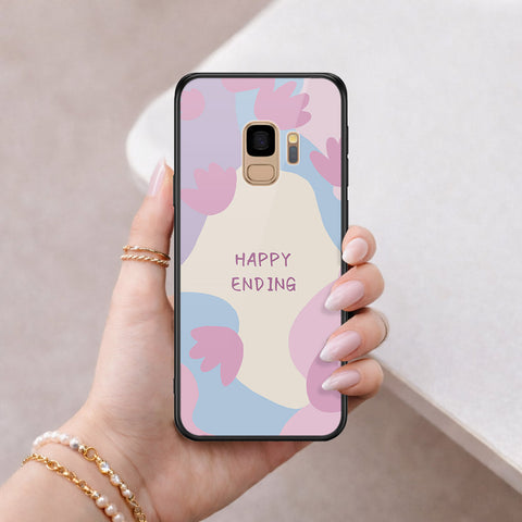 Samsung Galaxy S9 Cover - Happy Series - HQ Ultra Shine Premium Infinity Glass Soft Silicon Borders Case