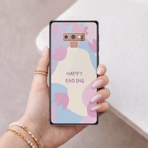 Samsung Galaxy Note 9 Cover - Happy Series - HQ Ultra Shine Premium Infinity Glass Soft Silicon Borders Case