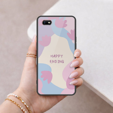 Oppo A1k Cover - Happy Series - HQ Ultra Shine Premium Infinity Glass Soft Silicon Borders Case