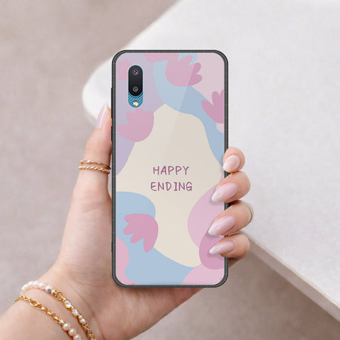 Samsung Galaxy A02 Cover - Happy Series - HQ Ultra Shine Premium Infinity Glass Soft Silicon Borders Case