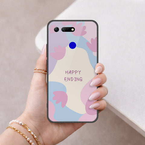Huawei Honor View 20 Cover - Happy Series - HQ Ultra Shine Premium Infinity Glass Soft Silicon Borders Case