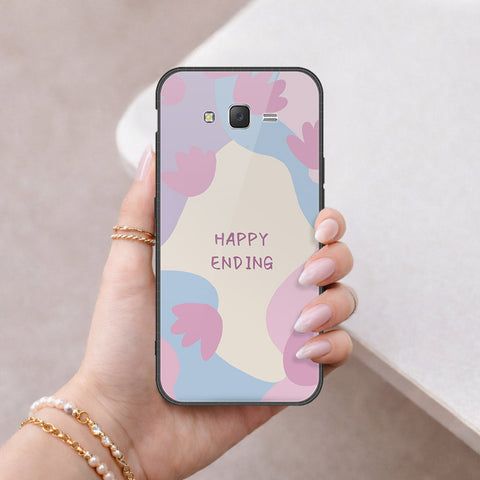 Samsung Galaxy J7 2015 Cover - Happy Series - HQ Ultra Shine Premium Infinity Glass Soft Silicon Borders Case
