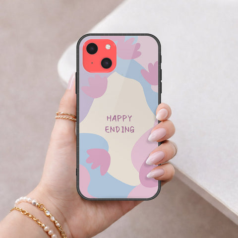 iPhone 13 Mini Cover - Happy Series - HQ Ultra Shine Premium Infinity Glass Soft Silicon Borders Case