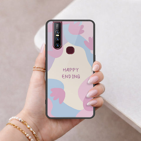 Vivo V15 Cover - Happy Series - HQ Ultra Shine Premium Infinity Glass Soft Silicon Borders Case