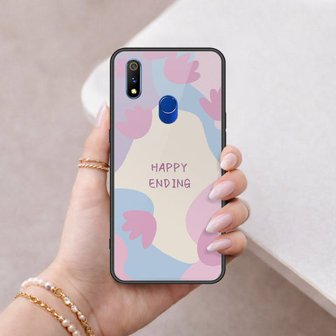 Realme 3 Pro Cover - Happy Series - HQ Ultra Shine Premium Infinity Glass Soft Silicon Borders Case
