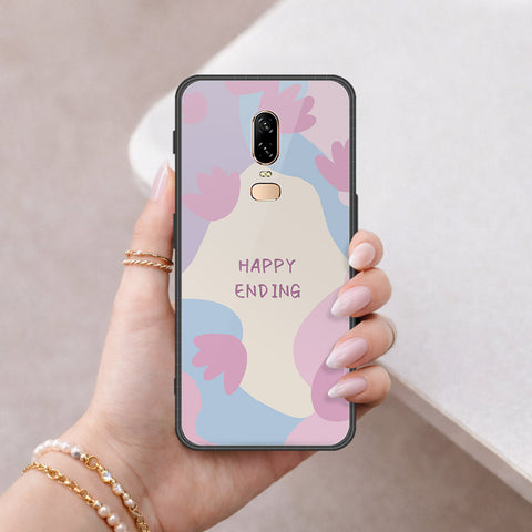 OnePlus 6 Cover - Happy Series - HQ Ultra Shine Premium Infinity Glass Soft Silicon Borders Case