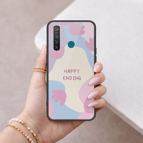 Realme 5 Pro Cover - Happy Series - HQ Ultra Shine Premium Infinity Glass Soft Silicon Borders Case