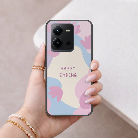 Vivo V25e Cover - Happy Series - HQ Ultra Shine Premium Infinity Glass Soft Silicon Borders Case