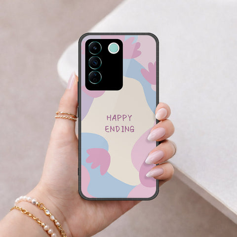 Vivo V27e Cover - Happy Series - HQ Ultra Shine Premium Infinity Glass Soft Silicon Borders Case