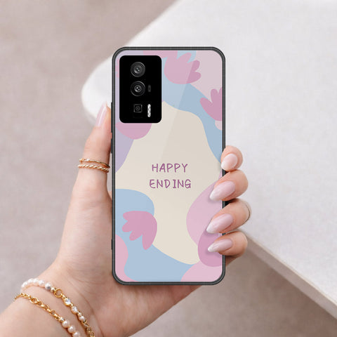 Xiaomi Poco F5 Pro Cover - Happy Series - HQ Ultra Shine Premium Infinity Glass Soft Silicon Borders Case