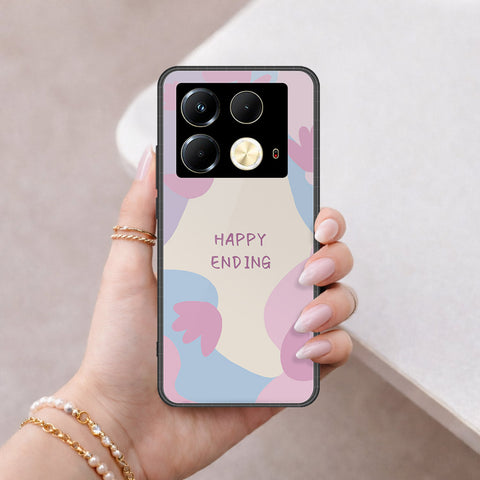 Infinix Note 40 Cover - Happy Series - HQ Ultra Shine Premium Infinity Glass Soft Silicon Borders Case