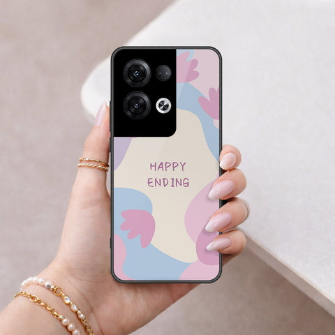 Oppo Reno 8 Pro  Cover - Happy Series - HQ Ultra Shine Premium Infinity Glass Soft Silicon Borders Case