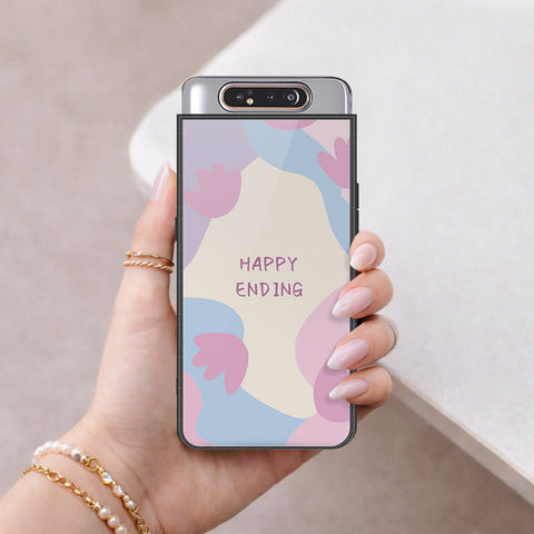 Samsung Galaxy A80 Cover - Happy Series - HQ Ultra Shine Premium Infinity Glass Soft Silicon Borders Case