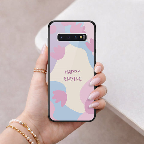Samsung Galaxy S10 Cover - Happy Series - HQ Ultra Shine Premium Infinity Glass Soft Silicon Borders Case