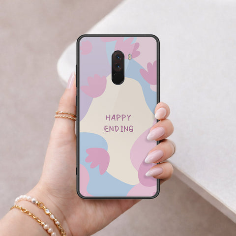Xiaomi Pocophone F1 Cover - Happy Series - HQ Ultra Shine Premium Infinity Glass Soft Silicon Borders Case