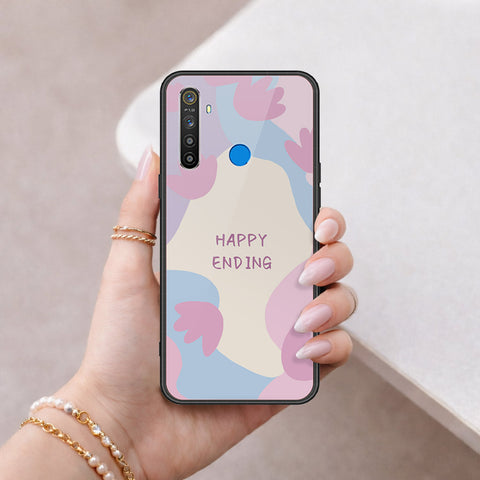 Realme 5 Cover - Happy Series - HQ Ultra Shine Premium Infinity Glass Soft Silicon Borders Case