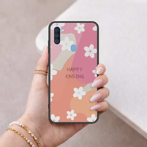 Samsung Galaxy A11 Cover - Happy Series - HQ Ultra Shine Premium Infinity Glass Soft Silicon Borders Case
