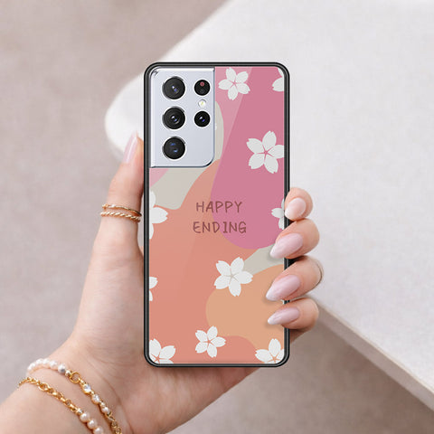 Samsung Galaxy S21 Ultra 5G Cover - Happy Series - HQ Ultra Shine Premium Infinity Glass Soft Silicon Borders Case