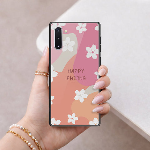 Samsung Galaxy Note 10 Cover - Happy Series - HQ Ultra Shine Premium Infinity Glass Soft Silicon Borders Case
