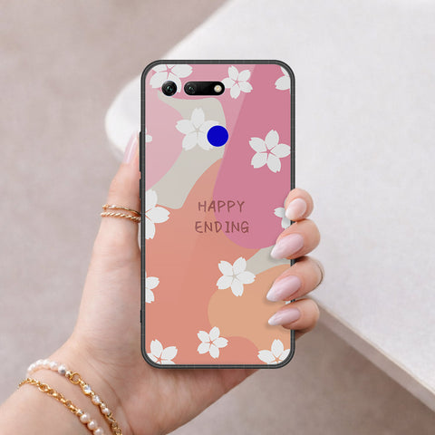 Huawei Honor View 20 Cover - Happy Series - HQ Ultra Shine Premium Infinity Glass Soft Silicon Borders Case