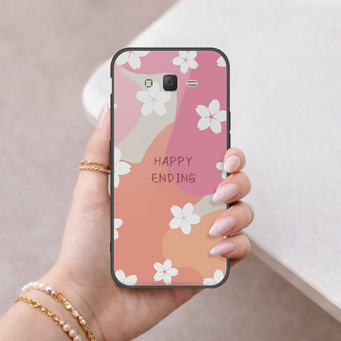 Samsung Galaxy J7 2015 Cover - Happy Series - HQ Ultra Shine Premium Infinity Glass Soft Silicon Borders Case