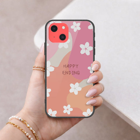 iPhone 13 Mini Cover - Happy Series - HQ Ultra Shine Premium Infinity Glass Soft Silicon Borders Case