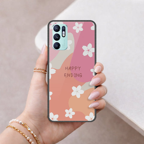 Oppo Reno 6 Cover - Happy Series - HQ Ultra Shine Premium Infinity Glass Soft Silicon Borders Case