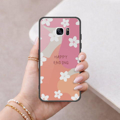 Samsung Galaxy S7 Edge Cover - Happy Series - HQ Ultra Shine Premium Infinity Glass Soft Silicon Borders Case