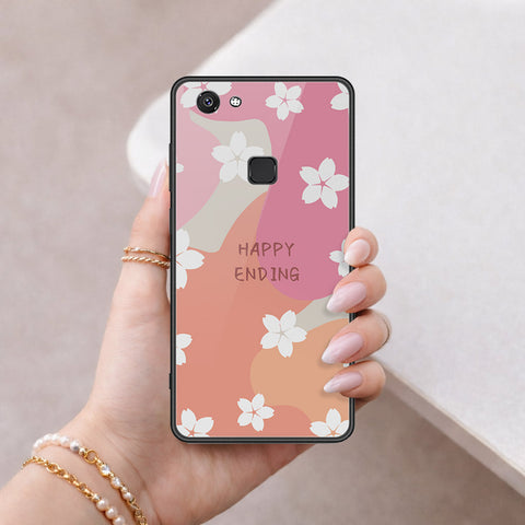 Vivo V7 Cover - Happy Series - HQ Ultra Shine Premium Infinity Glass Soft Silicon Borders Case