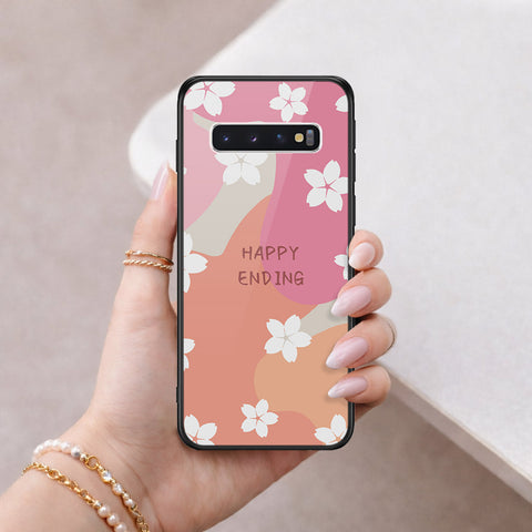 Samsung Galaxy S10 Cover - Happy Series - HQ Ultra Shine Premium Infinity Glass Soft Silicon Borders Case